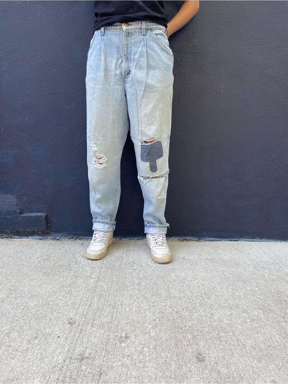 Vintage 90s Hunt Club made in USA high waisted tapered patched mom jeans size 12